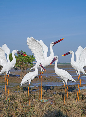 户外玻璃钢仿真白鹭雕塑园林景观白鹤仙鹤别墅庭院水池鸟摆件装饰