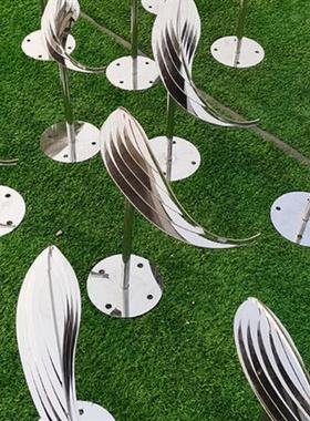 不锈钢小鱼雕塑金属抽象剪纸镜面鱼花园房子水景创意装饰饰品