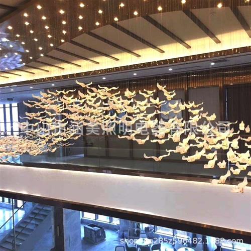 酒店会所楼梯间售楼处小鸟吊灯软装羽毛天使翅膀小鸟创意装饰吊灯