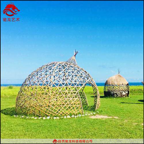竹编灯光艺术小屋装置景区公园景观竹艺美陈异形造型雕塑定做厂家