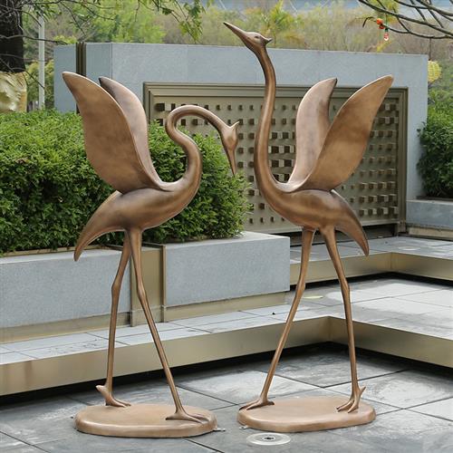 玻璃钢户外仙鹤雕塑景观仿真鹤假山水池装饰庭院摆件大丹顶鹤模型