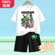 t恤裤 我 儿童100%纯棉Minecraft短袖 夏季 子两件 世界衣服男童套装