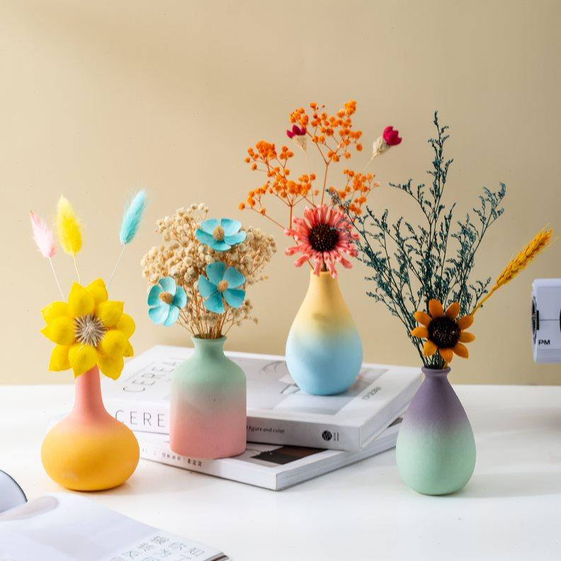 创意简约七彩陶瓷迷你小清新花瓶干花插花器装饰品摆件客厅电视柜,家居饰品,花瓶,淘宝优惠券,粉丝福利购,淘宝优惠卷
