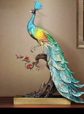 艺国文化百鸟朝凤纯黄铜孔雀摆件寓意美好摆件客厅办公室装饰品