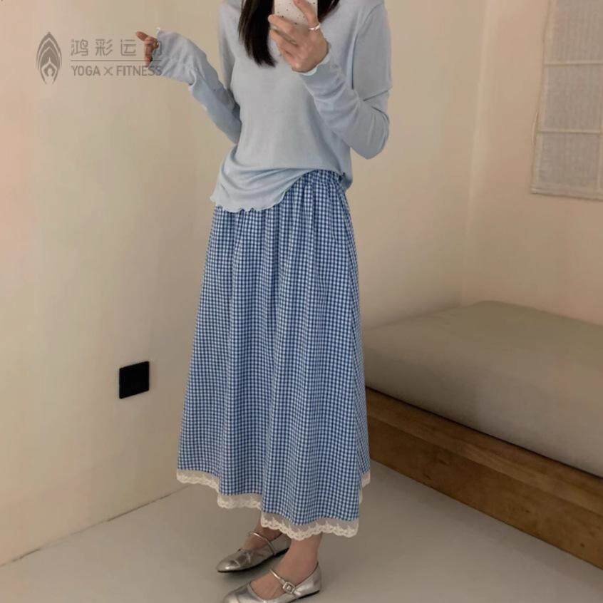 2025春款复古高腰A字花边蕾丝