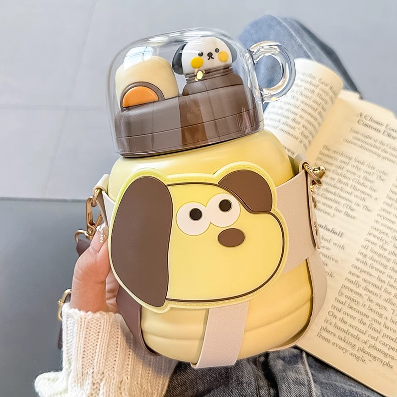 儿童保温杯女孩食品级316小学生水杯上学专用可爱大容量双饮杯子