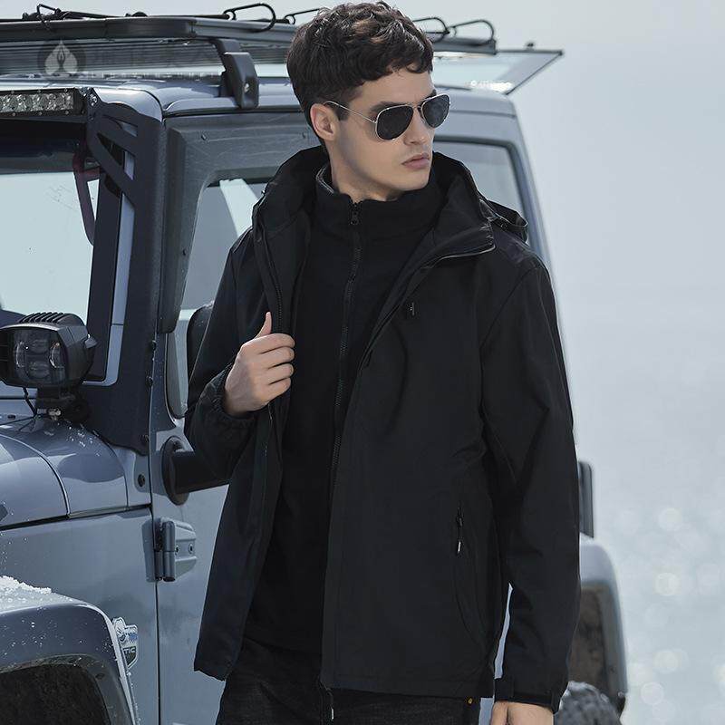 户外秋冬冲锋衣三合一男女款抓绒内胆两件套加厚保暖情侣登山服潮