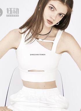 欧美字母印花健身背心女含胸垫内搭运动风背心跑步上衣外穿瑜伽服