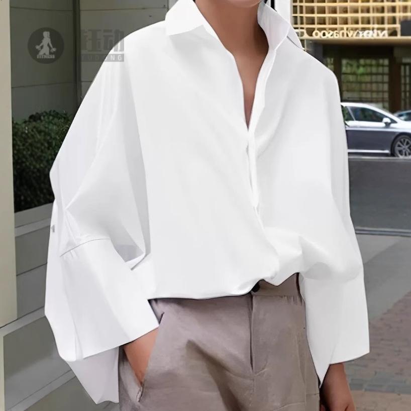 欧美新款休闲百搭纯色女式宽松
