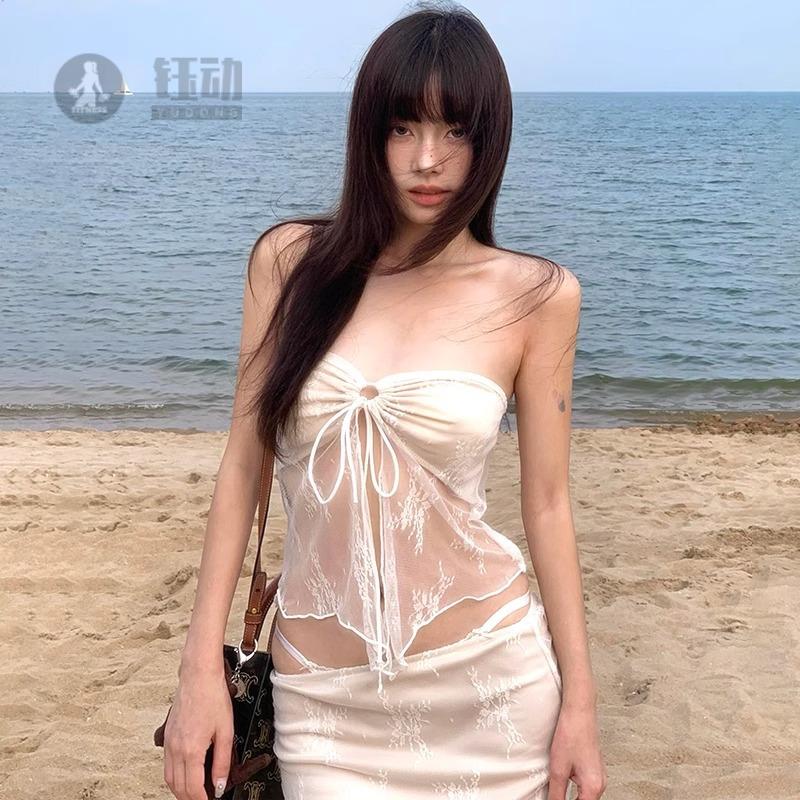 泰国小众蕾丝抹胸分体比基尼套装