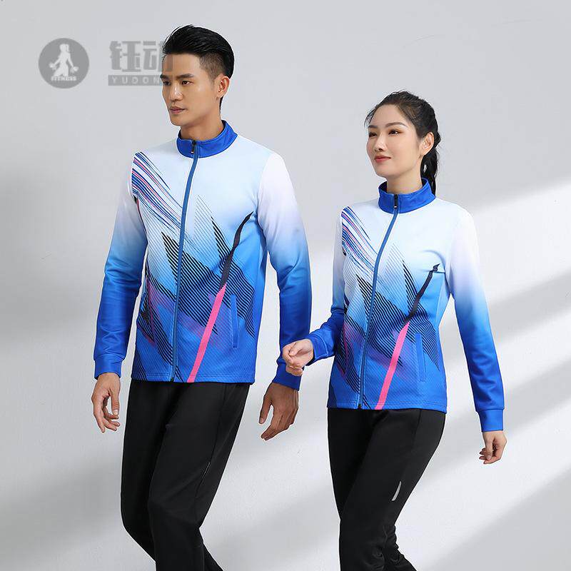 秋冬情侣新款羽毛球服运动外套长袖长裤套装出场服团购印字印号码
