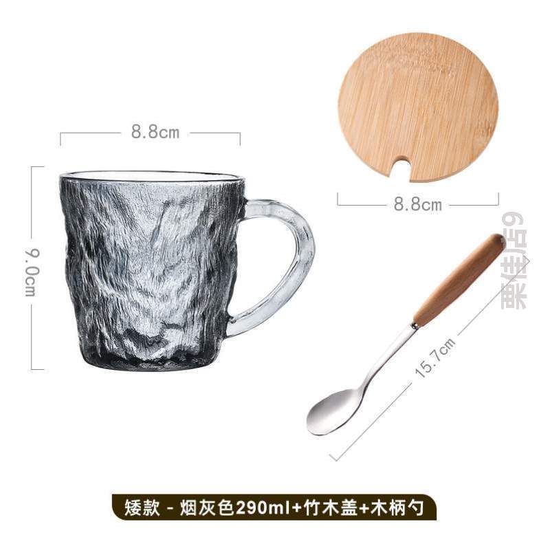 高级冰川带感玻璃杯把手纹喝水茶用马克]啤酒高颜值杯子水杯男家