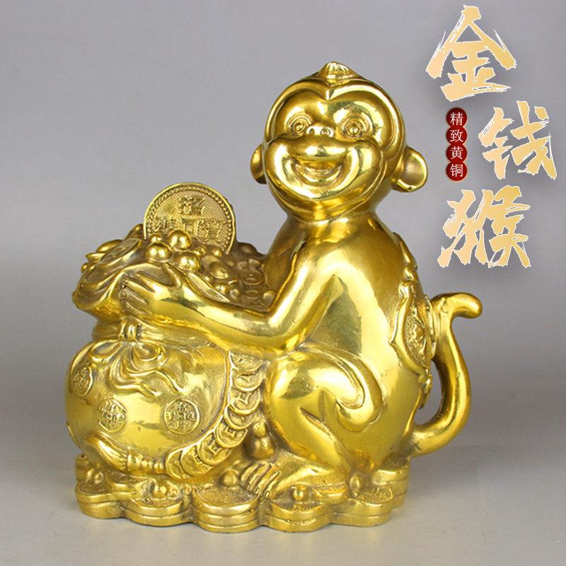 铜猴子摆件铜猴十二生肖猴摆设黄铜猴铜器装饰品家居工艺礼品摆饰