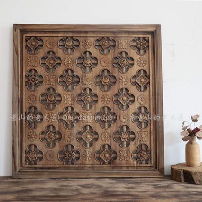 做旧老花窗中式彷古实木镂空雕花门窗櫺覆古怀旧花格装饰挂饰摆件