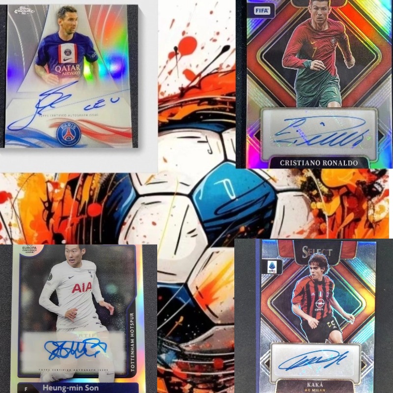 正版panini球星卡topps福包足球梅西C罗哈兰德姆巴佩签字生日礼物