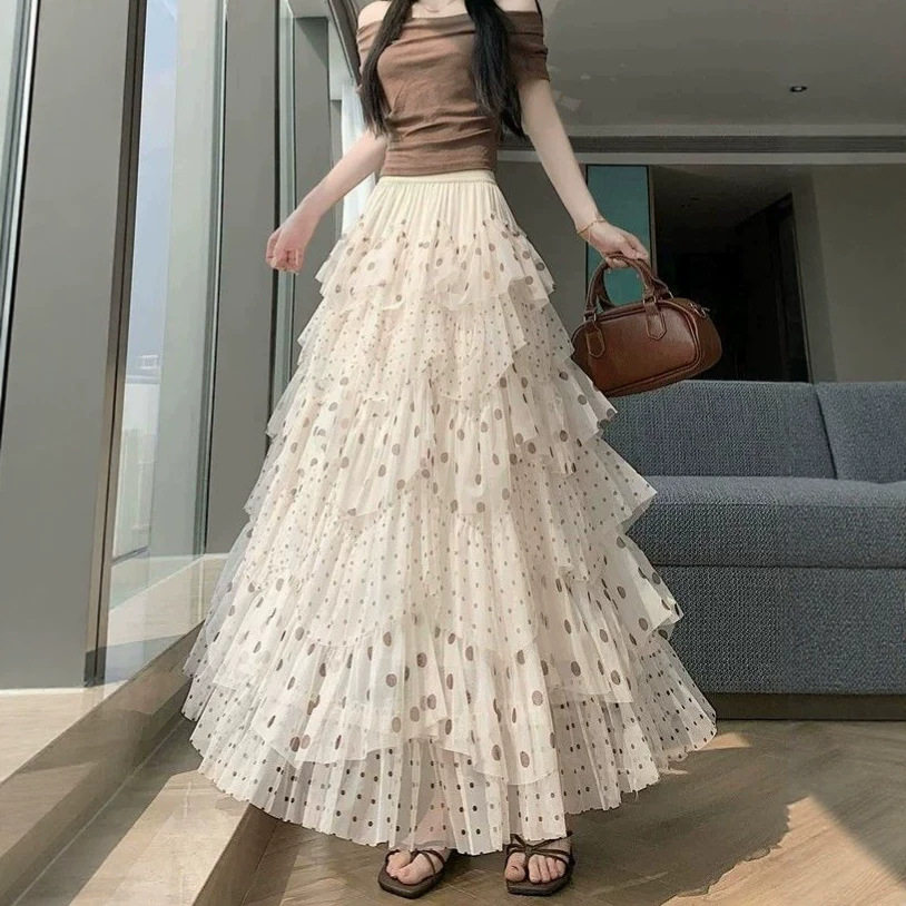 超仙复古波点网纱蛋糕裙女2026