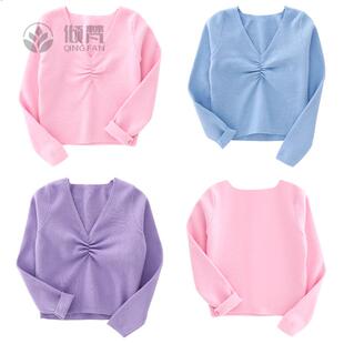 儿童舞蹈毛衣秋冬女童练功服芭蕾披肩长袖幼儿加厚针织小外套上衣