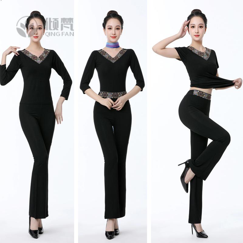 新款中剌绣形体套装复古大码