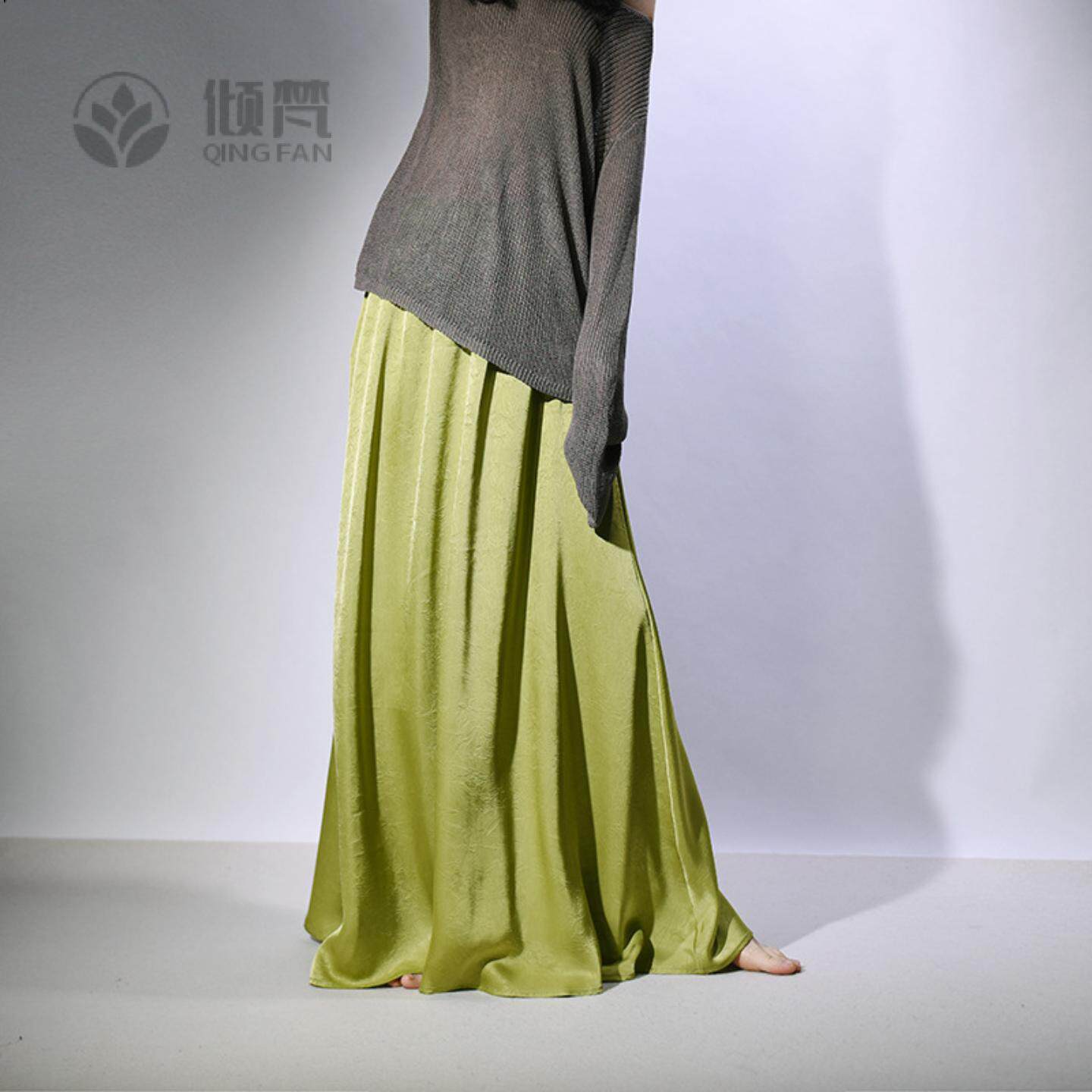 春夏感香槟色醋酸缎面半身裙女春秋2025新款裙子a字半裙长裙