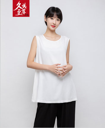 久武至尊夏季太极服女士短袖宽松打底背心武术表演练功服纱衣内搭