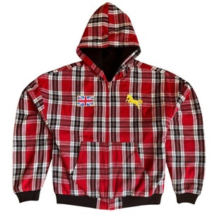 欧美外贸连帽运动卫衣条纹格子卫衣外套Y2K街头服饰刺绣小众