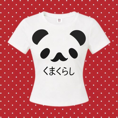 夏日纯棉日系古早感软萌宅萌少女软妹可爱小胡子熊猫二次元辣妹T