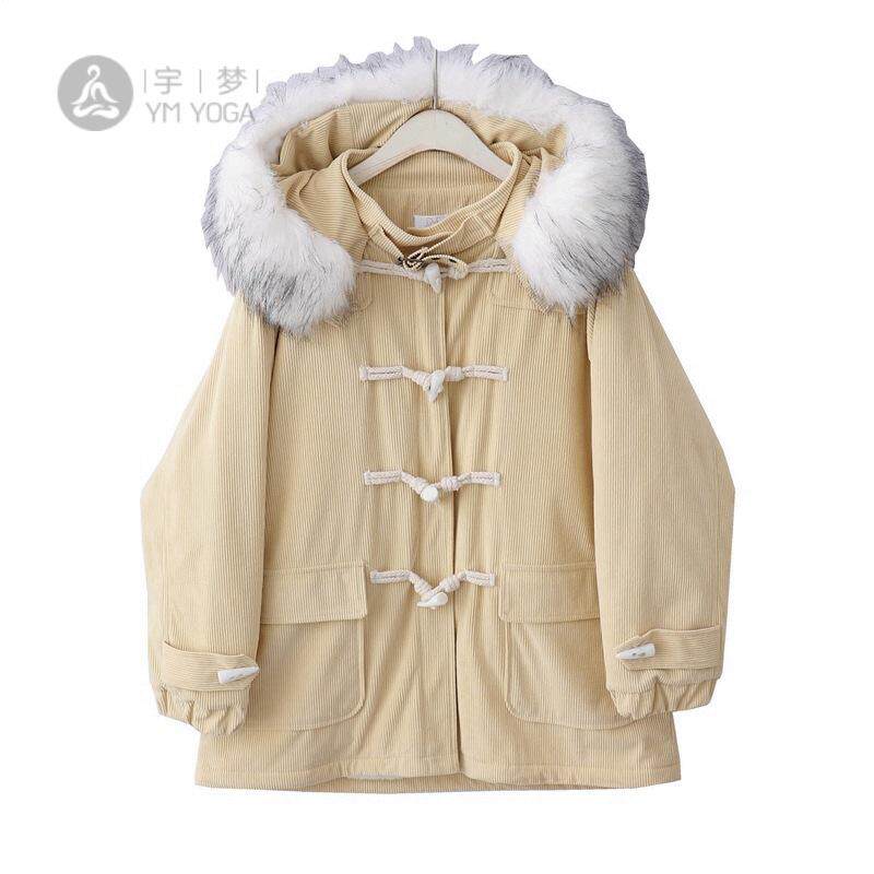 冬装新款小个子中长款减龄牛角扣
