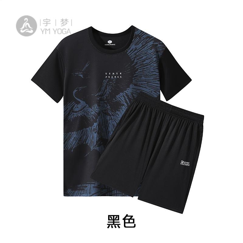 夏季运动冰丝速干短裤短袖套装