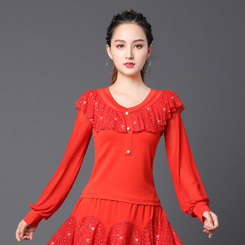 广场舞服拉丁舞上衣女练功服装