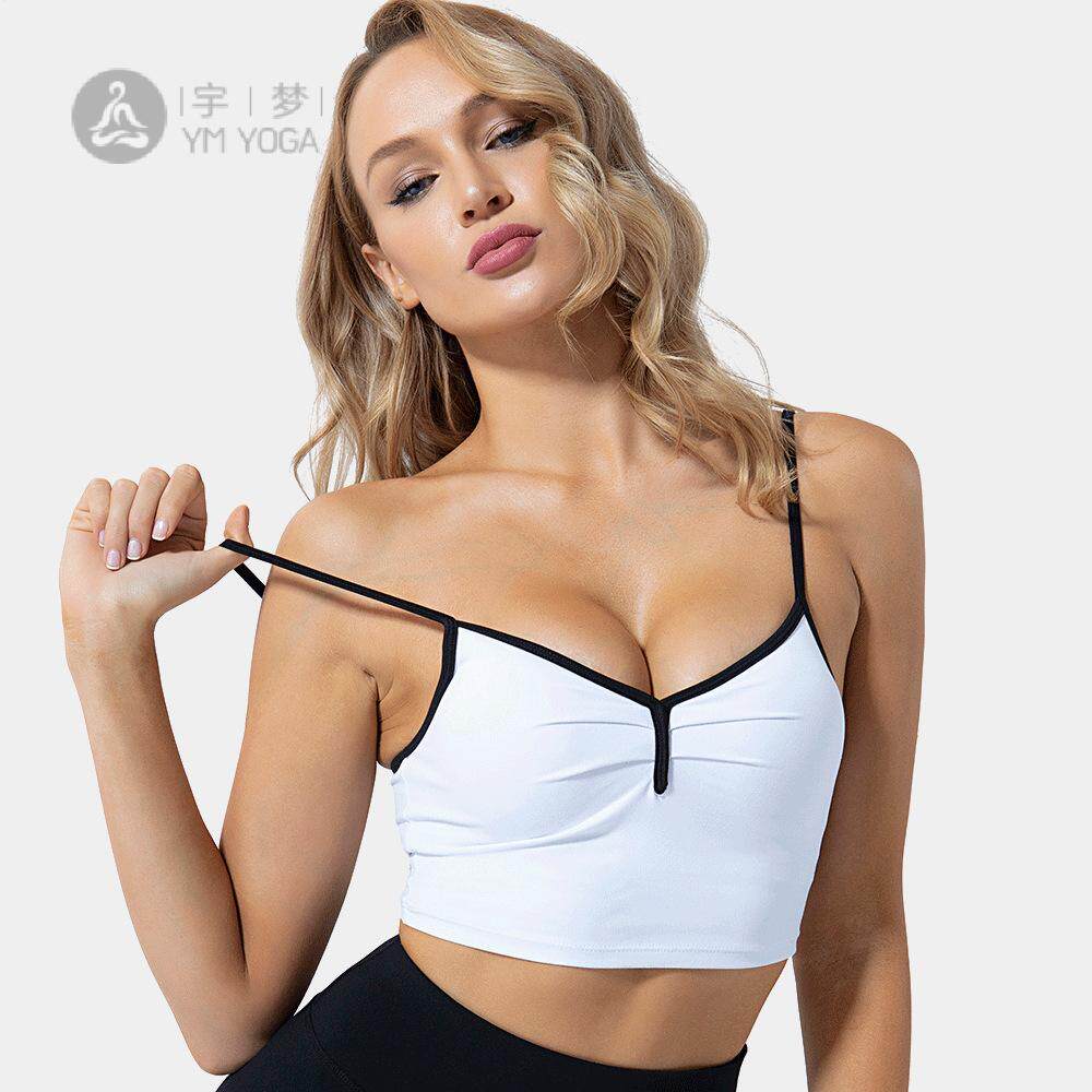 25新款IN欧美爆款女性感V领法式文胸BRA防震瑜伽服健身运动内衣