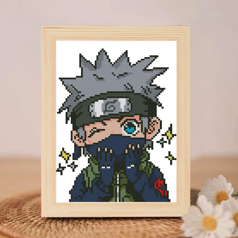 火影忍者旗木卡卡西十字绣摆件周边钻石画手工礼物diy相框材料包