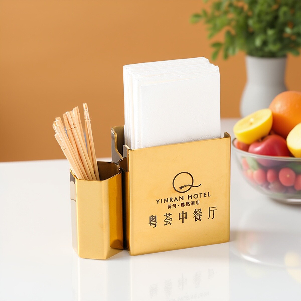 方形不锈钢咖啡厅餐桌带牙签筒