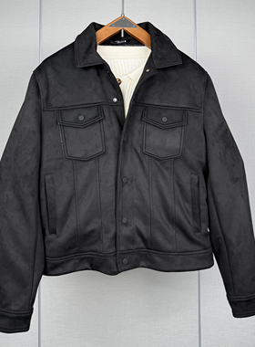 柜699！25秋季新品男装 反绒皮效果修身直筒夹克外套 8281288 800