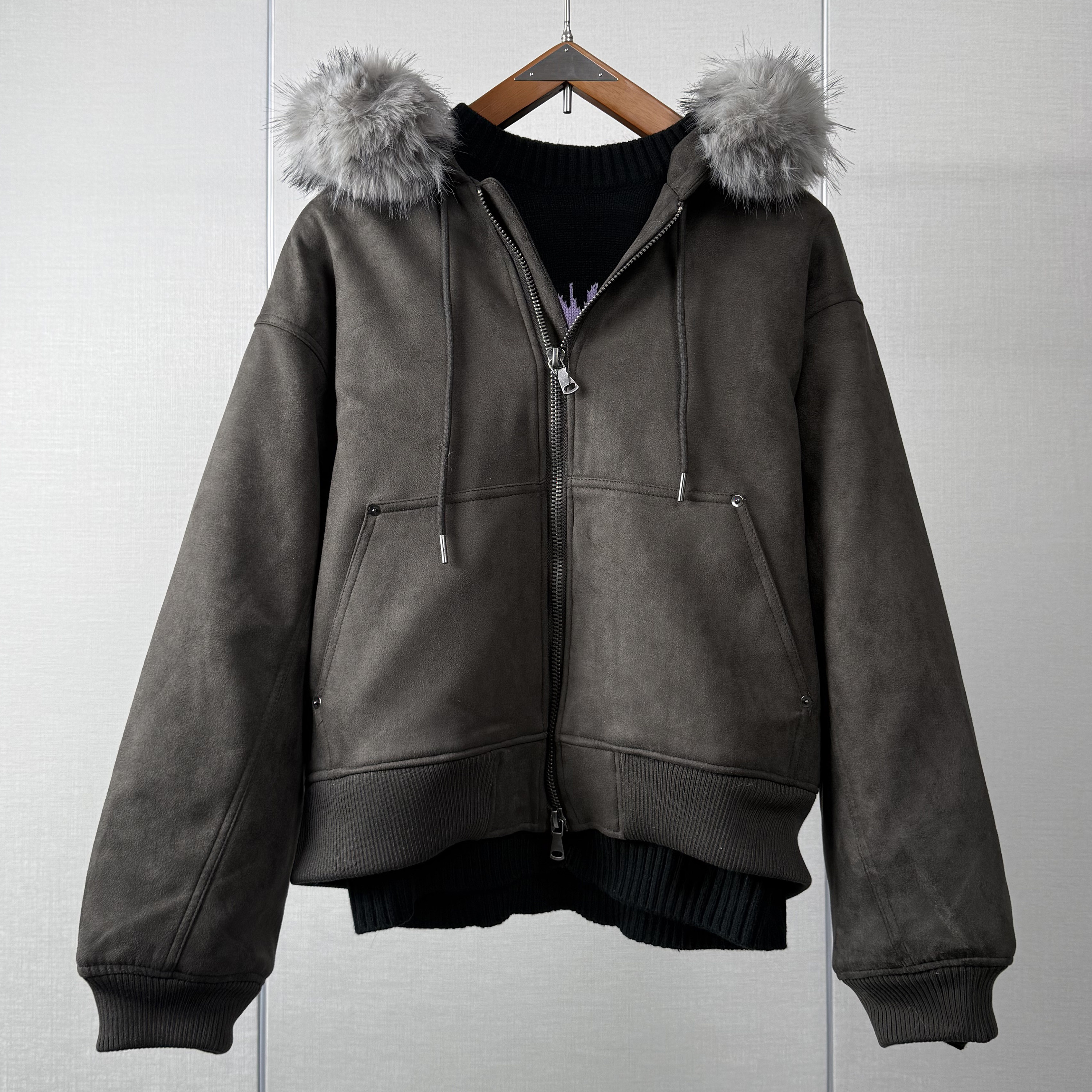 799！25 冬季新品 男装 短款棉服反绒皮效果夹克外套 0993702 507