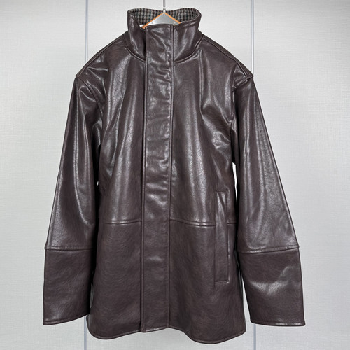 ZA 2025年 冬季新品 男装 撞色仿皮宽松立领夹克外套 3833308 700