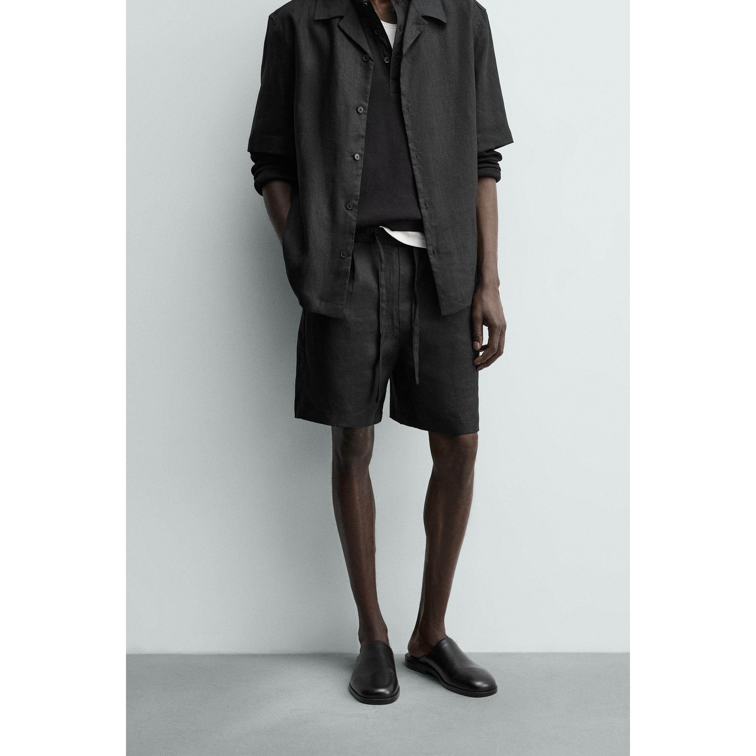 柜329！ZA 26春夏季新品 男装 宽松弹力腰身休闲短裤 4410903 800