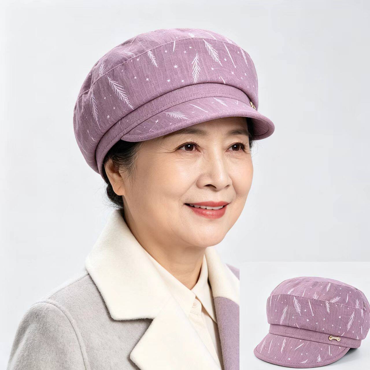 新款老人帽子女春秋天奶奶休闲鸭舌帽中老年人妈妈薄款贝雷帽布帽