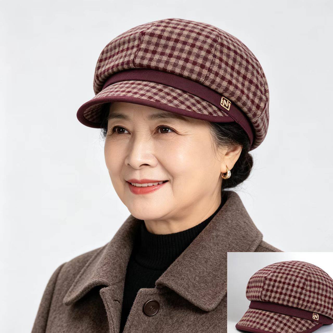 八角帽女新款2026秋冬帽子时尚女帽报童帽画家帽优雅短檐短鸭舌帽