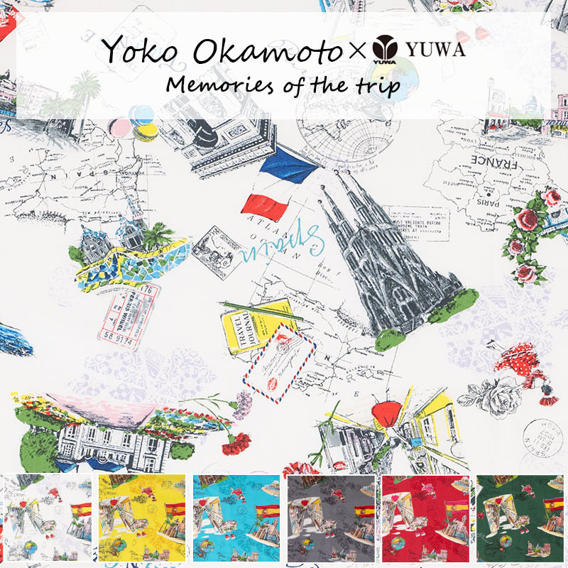 YO824961 日本进口 YUWA 冈本洋子 memories of trip 复古印花布