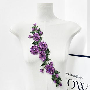 彩色串珠花朵刺绣布贴手工服饰装饰服装连衣裙亮片立体花型布贴