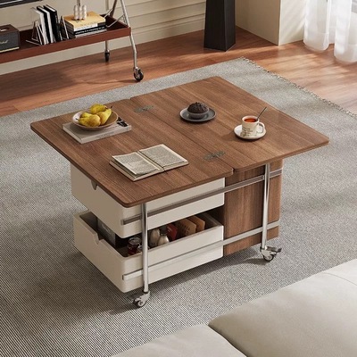 现代简约实木升降折叠客厅茶几