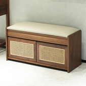 柜一体家用覆古翻盖储物凳子进门穿鞋 水墨兰亭黑胡桃木换鞋 凳鞋 凳