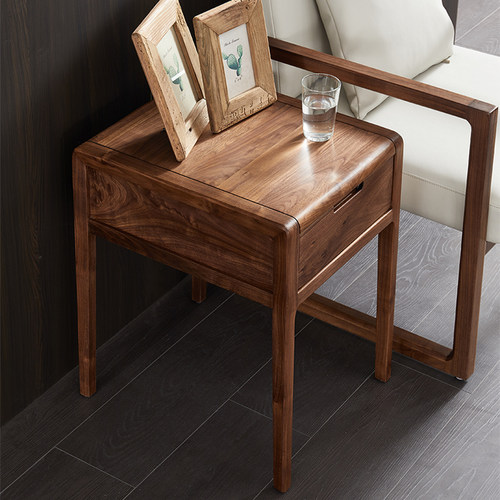 北美黑胡桃全实木角几北欧方形