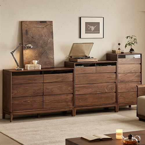 黑胡桃木七斗柜组合五斗柜