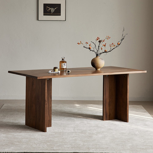 黑胡桃木餐桌长方形多用