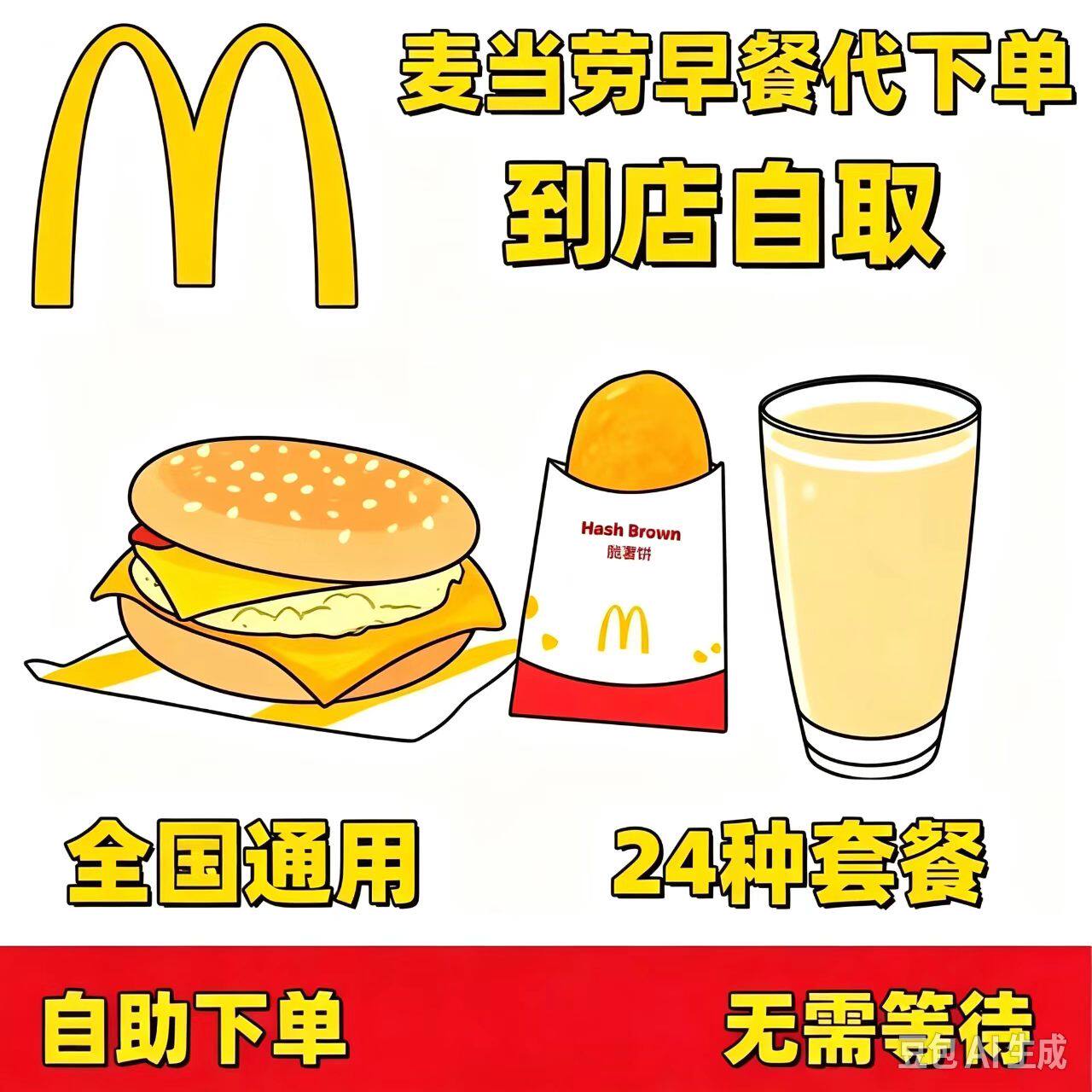 麦当劳早餐代下单吉士蛋麦满分套餐早餐麦当劳代下全国通用优惠卷