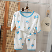 A类男女宝宝居家服 2026儿童七分套装 夏季 女孩卡通无骨空调服中大