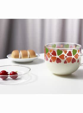 名到日本制单层耐热玻璃杯牛奶咖啡杯茶杯印花杯MC-HJ450 450ml