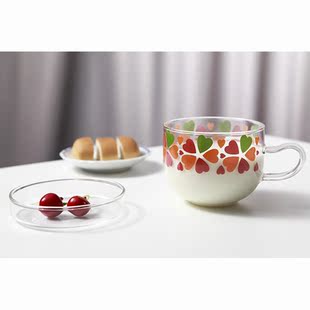 名到日本制单层耐热玻璃杯牛奶咖啡杯茶杯印花杯MC-HJ450 450ml