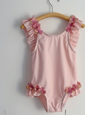 韩版童装2026夏装新款女童泳衣儿童宝宝洋气甜美可爱花朵连体泳装